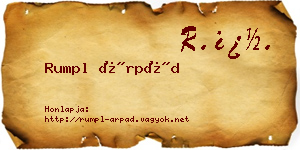 Rumpl Árpád névjegykártya